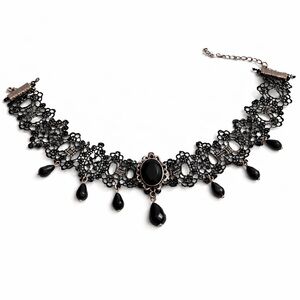⚜️ Vamp Black Lace Choker Necklace